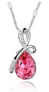 Chaîne & Pendentif Goutte d'eau Fuschia Swarovski