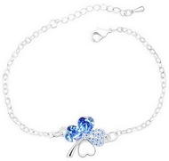 Bracelet Argenté Trèfle à quatre Feuilles Light Blue