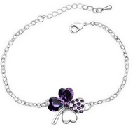Bracelet Argenté Trèfle à quatre Feuilles Dark Purple