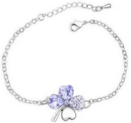 Bracelet Argenté Trèfle à quatre Feuilles Light Purple