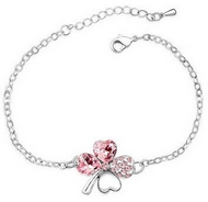 Bracelet Argenté Trèfle à quatre Feuilles Pink