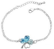Bracelet Argenté Trèfle à quatre Feuilles Ocean Blue