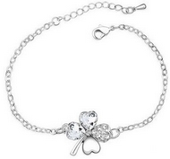 Bracelet Argenté Trèfle à quatre Feuilles White