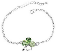 Bracelet Argenté Trèfle à quatre Feuilles Green
