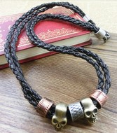 Collier & Bracelet Tresse Motif Tete de Mort