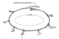 Bracelet Cheville Poissons stylis&eacute;s