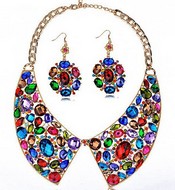 Ensemble Collier Pendant d'Oreille Cristaux