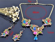 Ensemble Collier & Pendant d'Oreille Papillons en Cristaux
