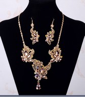 Ensemble Collier & Pendant d'Oreille Papillons en Cristaux
