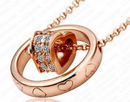 Collier & Anneau entourant Coeur serti de Cristaux autrichien