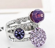Bague Triple Anneaux Swarovski élément Cristaux& strass