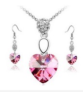 Collier & Pendant D'Oreille Coeur Cristal