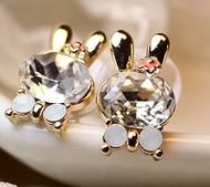 Clous d'Oreilles Lapin en Cristal Rose ou Blanc