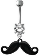 Piercing Moustache Noire à Strass