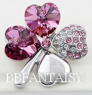 Broche Trèfle à Quatre Feuilles Rose