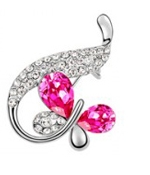 Broche Papillon Cristal fuschia & Strass