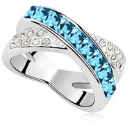 Bague en Croix Swarovski Elements Bleus