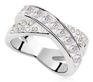 Bague en Croix Swarovski Elements Blancs
