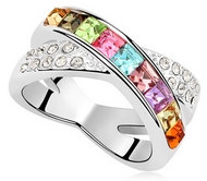 Bague en Croix Swarovski Elements Multicolors