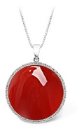 Chaîne & Pendentif Agate Ronde Rouge