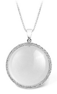 Chaîne & Pendentif Agate Ronde Blanche
