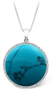 Chaîne & Pendentif Agate Ronde Turquoise