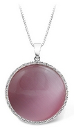 Chaîne & Pendentif Agate Ronde Rose