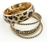 Bracelet Or Antique Léopard Noir & Camel