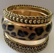 Bracelet Or Antique Léopard Noir & Camel
