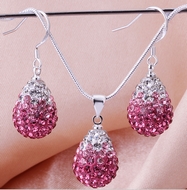 Ensemble Chaîne Pendentif & Boucle d'Oreilles Disco Rose