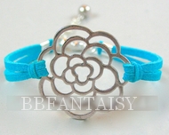 Bracelet Bleu Fleur Argentée