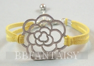 Bracelet Jaune Fleur Argentée