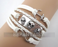 Bracelet Blanc Ancre & Crâne & Infini