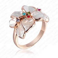 Bague Fleur Blanche Cristaux Autrichiens Multicolors T51 à T60