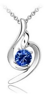 Chaîne Argentée & Pendentif Cristal Bleu Foncé