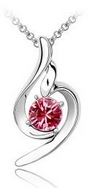 Chaîne Argentée & Pendentif Cristal Rose