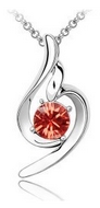 Chaîne Argentée & Pendentif Cristal Rouge