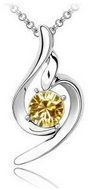 Chaîne Argentée & Pendentif Cristal Jaune