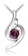 Chaîne Argentée & Pendentif Cristal Violet