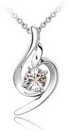 Chaîne Argentée & Pendentif Cristal Blanc