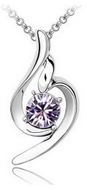 Chaîne Argentée & Pendentif Cristal Violet Clair