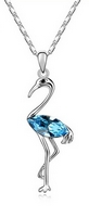 Chaîne & Pendentif Grue Cristaux Swarovski Elements Bleu Clair