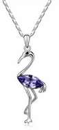 Chaîne & Pendentif Grue Cristaux Swarovski Elements Violet