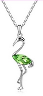 Chaîne & Pendentif Grue Cristaux Swarovski Elements Vert