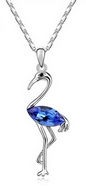 Chaîne & Pendentif Grue Cristaux Swarovski Elements Bleu Foncé