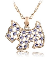 Chaîne Dorée & Pendentif Chien à Cristaux Swarovski Elements Violets