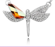 Chaîne & Pendentif Libellule à Cristaux Autrichiens Oranges