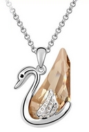 Chaîne & Pendentif Cygne Cristal Brun Swarovski Element