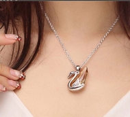 Chaîne & Pendentif Cygne Cristal Brun Swarovski Element