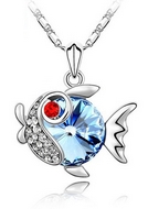 Chaîne & Pendentif Poisson Bleu Swarovski Elements